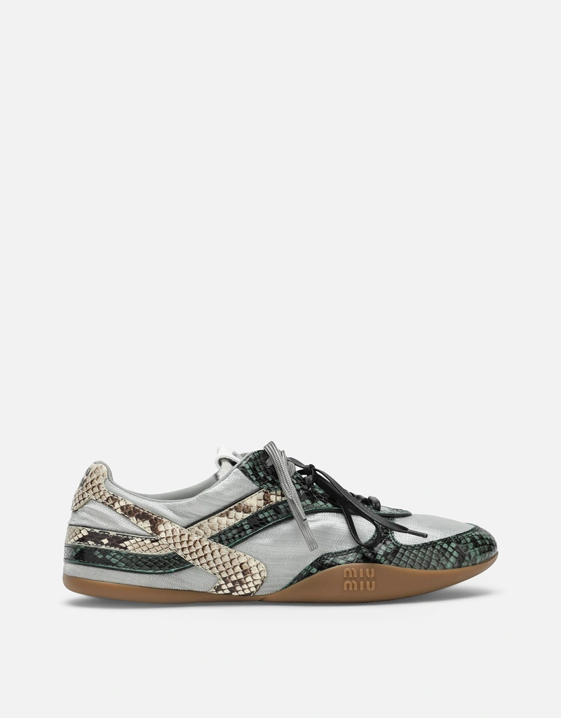Miu Miu Gymnasium Technical Fabric And Python-Print Ayers Leather