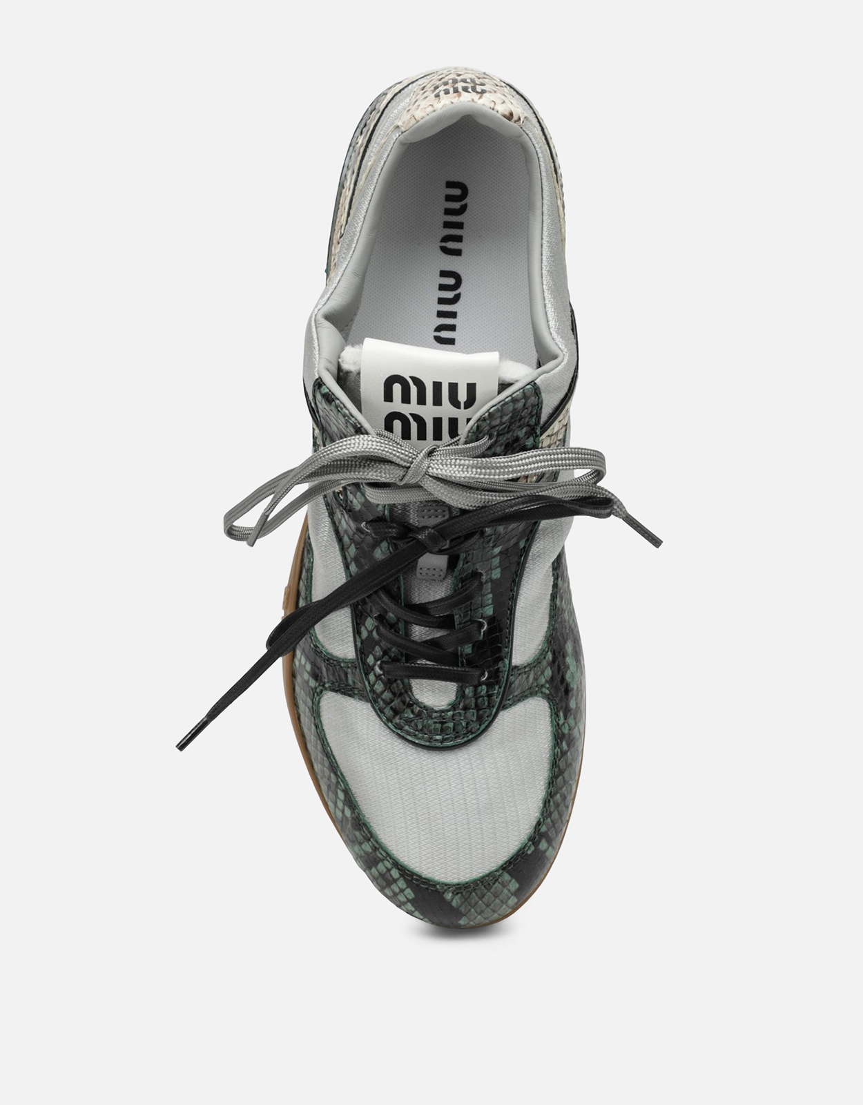 Miu Miu Gymnasium Technical Fabric And Python-Print Ayers Leather