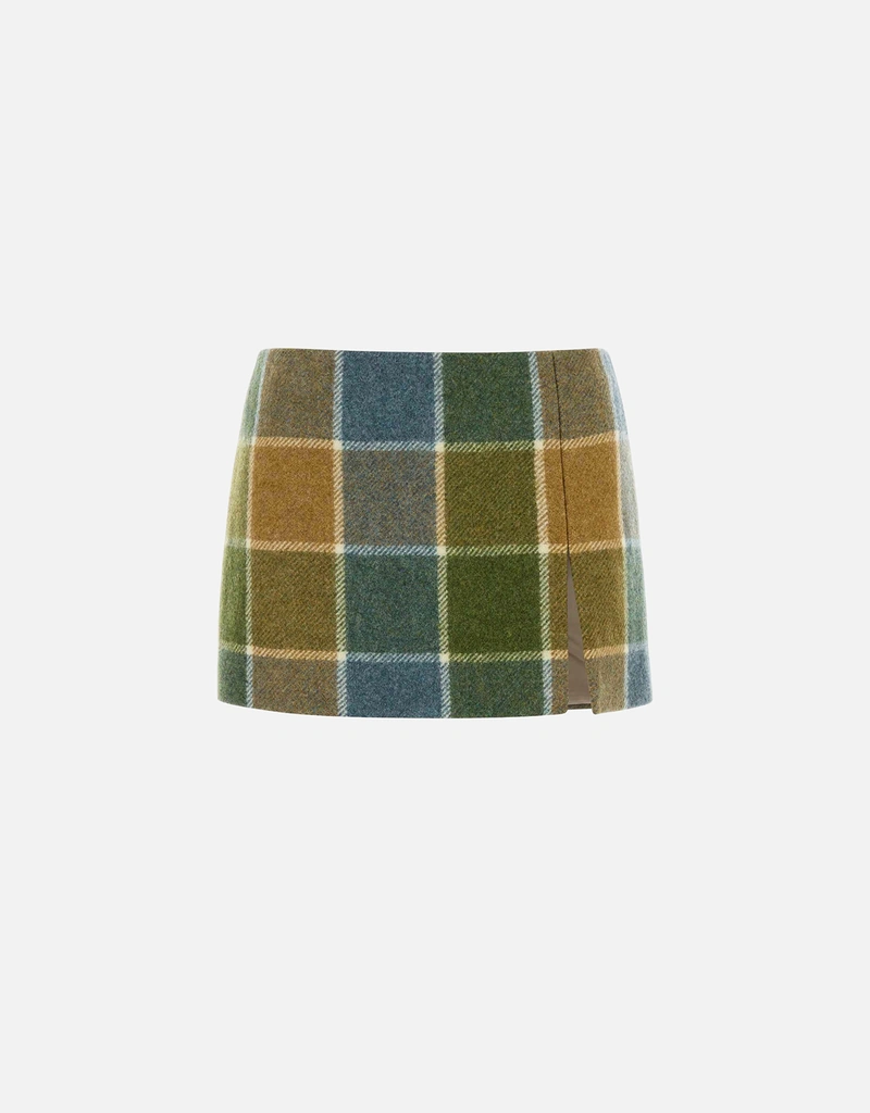 Miu Miu チェック柄バージンウールミニスカート (すべての新品) IFCHIC.COM