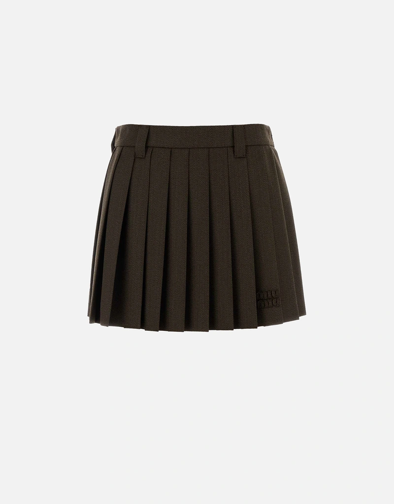 Miu Miu チョコレートヴァージンウールミニスカート (すべての新品