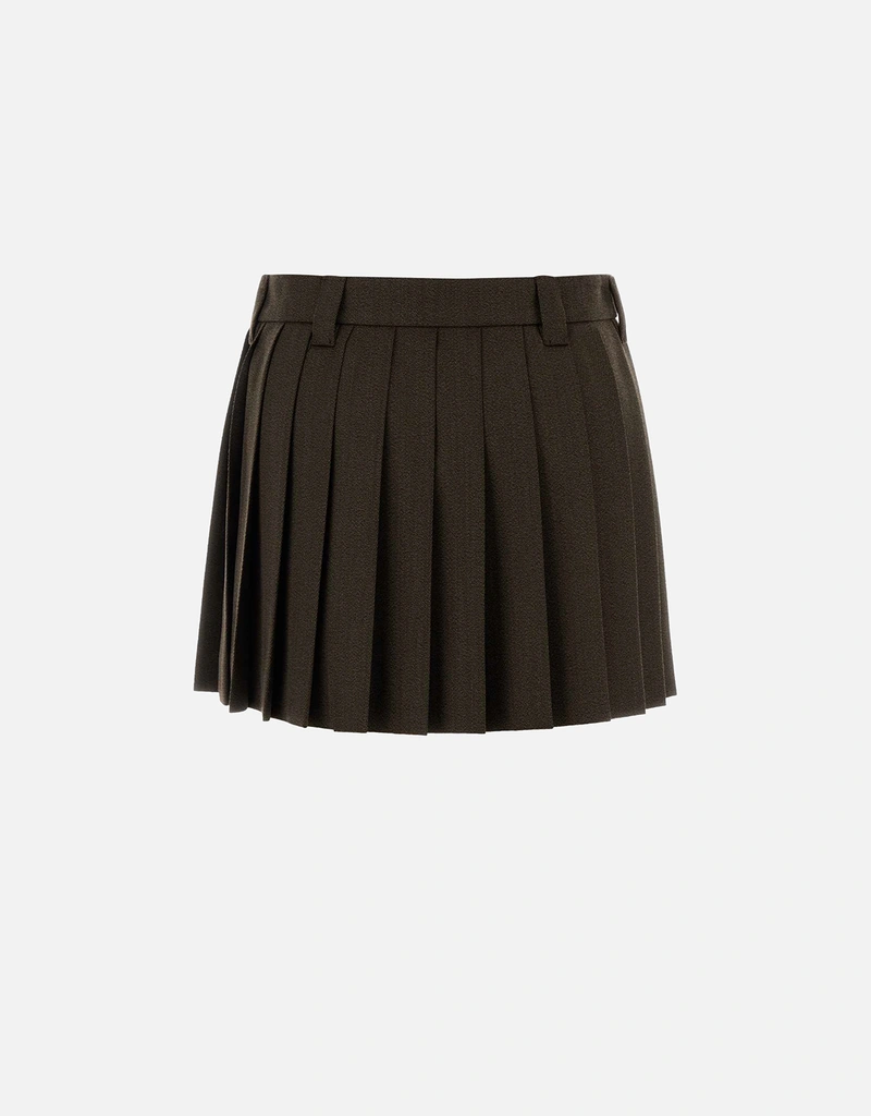 Miu Miu チョコレートヴァージンウールミニスカート (すべての新品