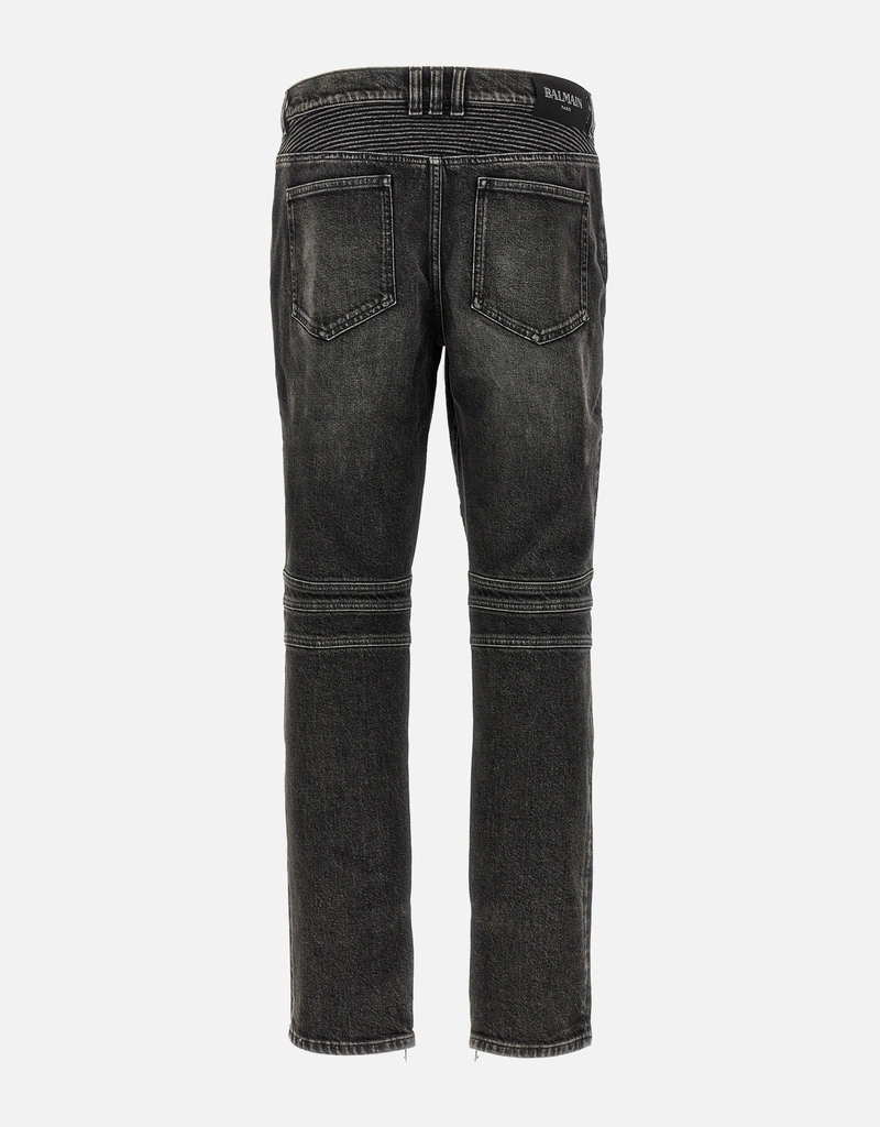 BALMAIN バイカーデニム　グレー スリムフィット デニムパンツ　28 Balmain メンズ バイカーコットン スリムフィットジーンズ () IFCHIC.COM