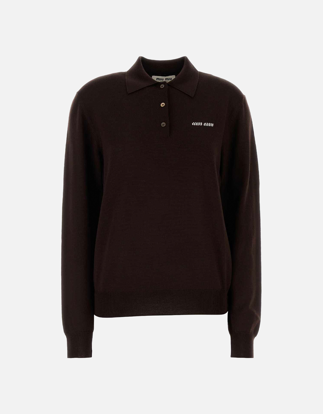 miu miu ブラウン 長袖ポロシャツ 25ss 【楽天市場】miumiu ポロシャツ
