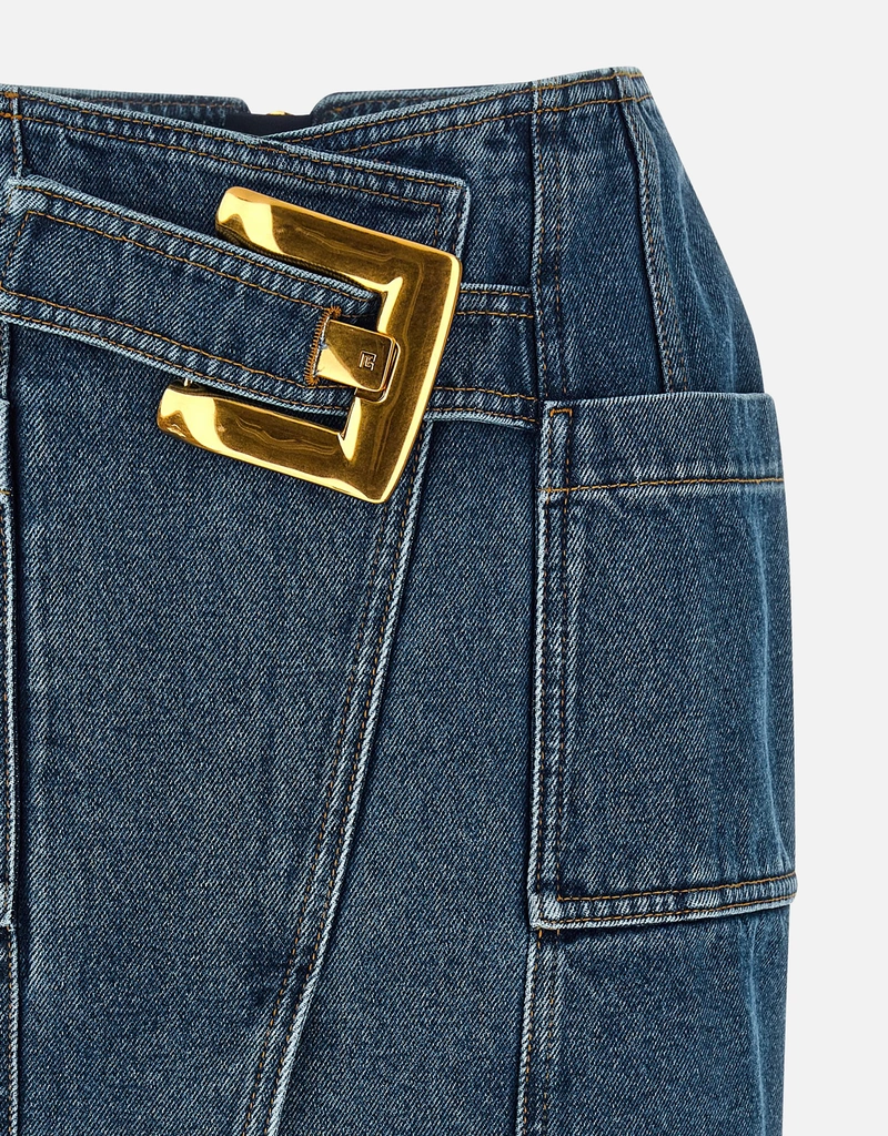 Balmain ベルト付きショートデニムスカート (すべての新品) IFCHIC.COM