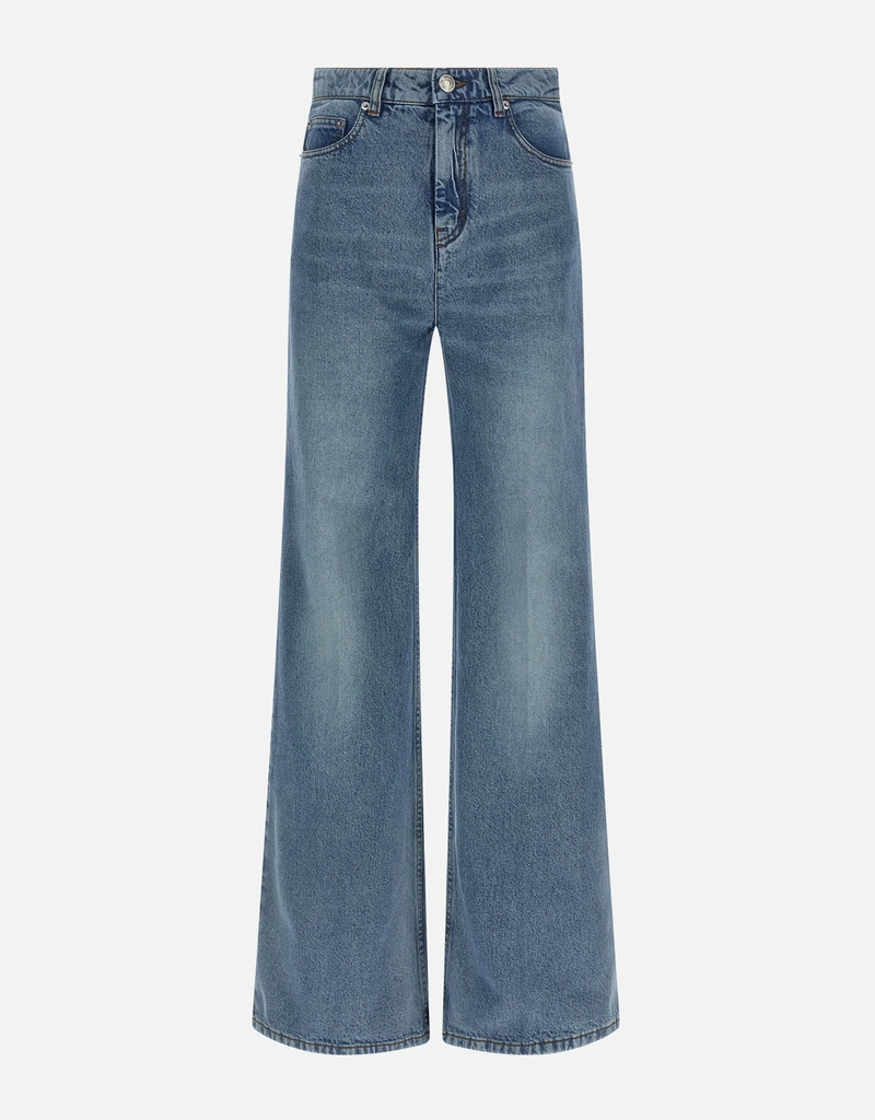 AMI Paris Blue Cotton Flare Fit Jeans () IFCHIC.COM