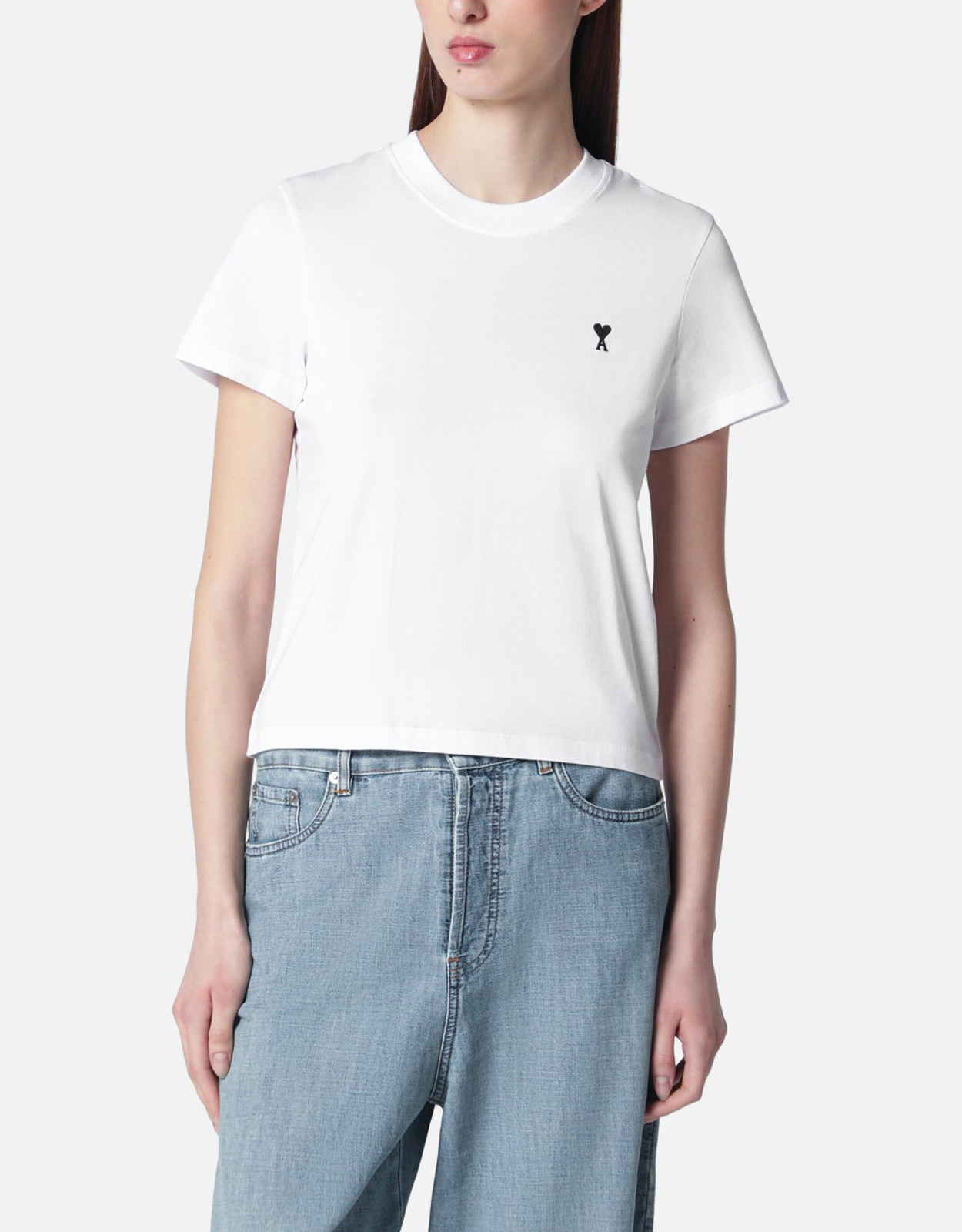 AMI Paris ホワイト Ami De Coeur コットン Tシャツ (トップス) IFCHIC.COM