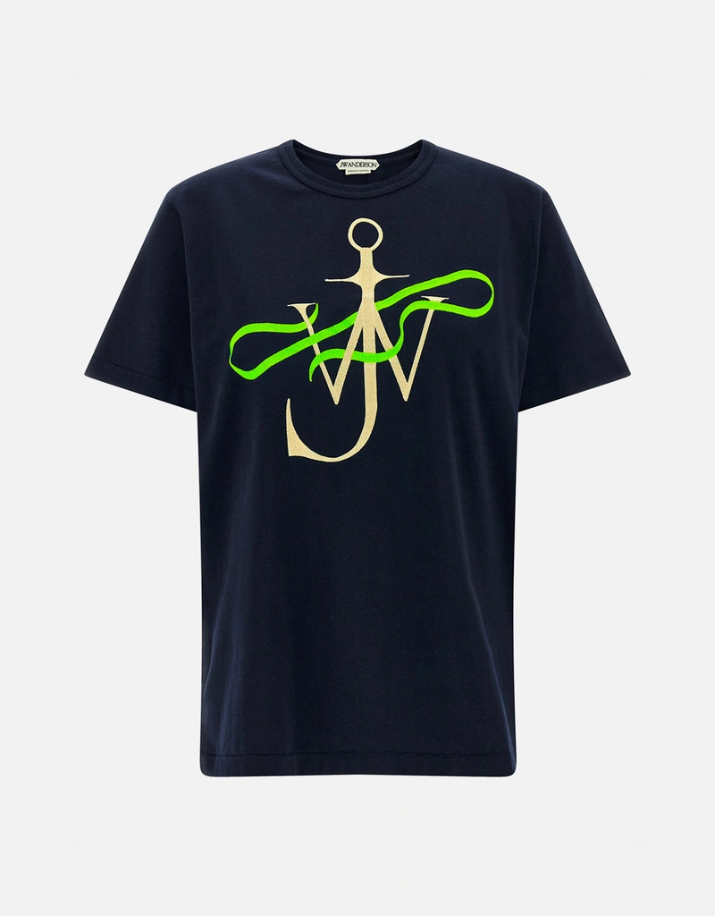 JW Anderson メンズリボンアンカーコットンクルーネックTシャツ