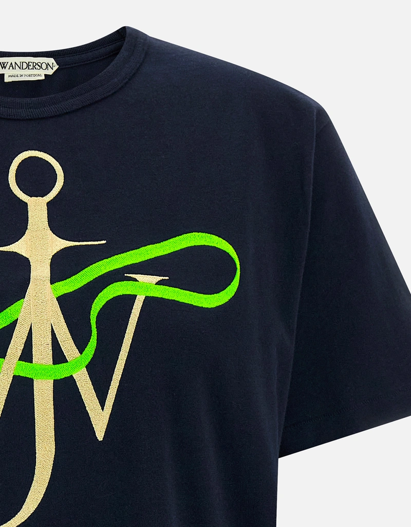JW Anderson メンズリボンアンカーコットンクルーネックTシャツ