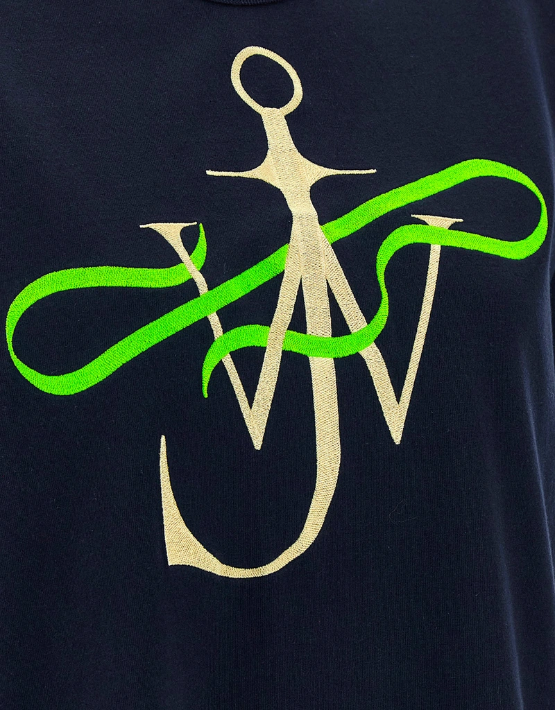 【JW ANDERSON】ブラックリボンシャツ JW Anderson メンズリボンアンカーコットンクルーネックTシャツ