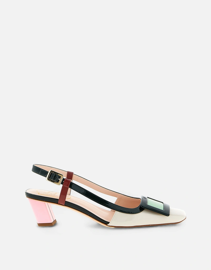 35 ROGER VIVIER パンプス ベル ヴィヴィエ パテント ネイビー Roger Vivier ベル ヴィヴィエ パテントレザースリングバックパンプス