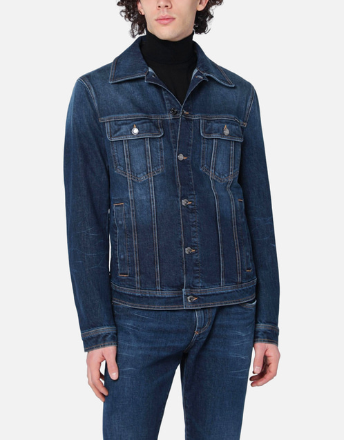 DOLCE & GABBANA ダークブルー デニムジャケット Dolce & Gabbana メンズブルーデニムジャケット (すべての新品) IFCHIC.COM