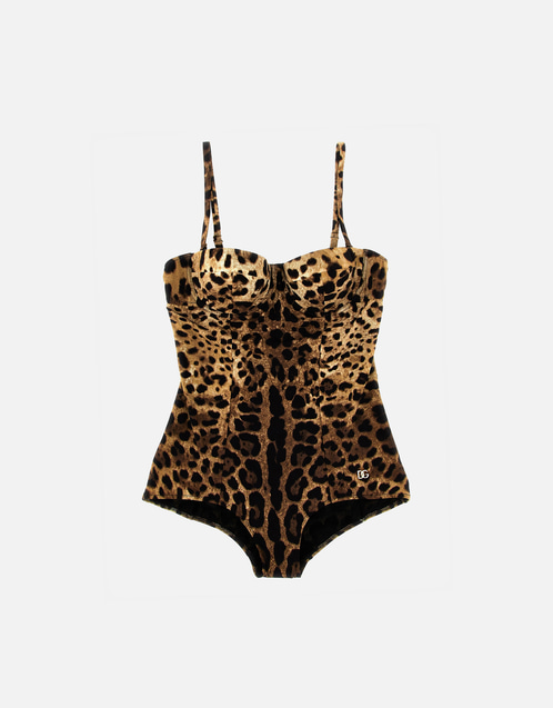 Dolce & Gabbana ヒョウ柄バルコネットワンピース水着 (すべての新品