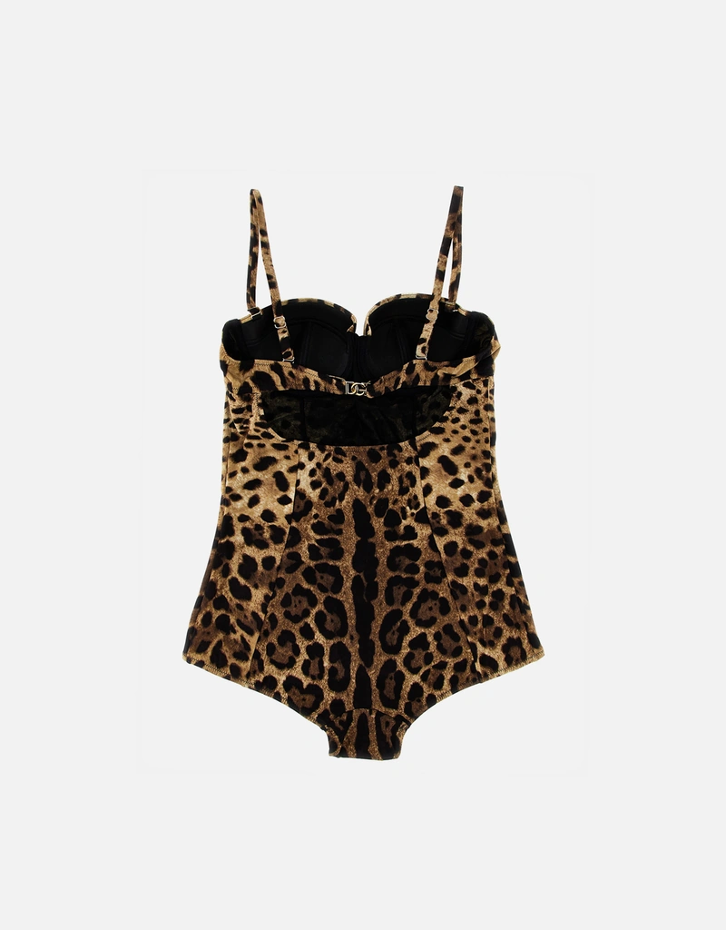 Dolce & Gabbana ヒョウ柄バルコネットワンピース水着 (すべての新品