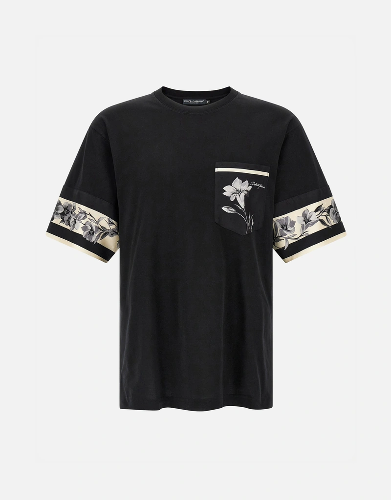 Dolce & Gabbana メンズ コットンシルクプリントレギュラーフィットT