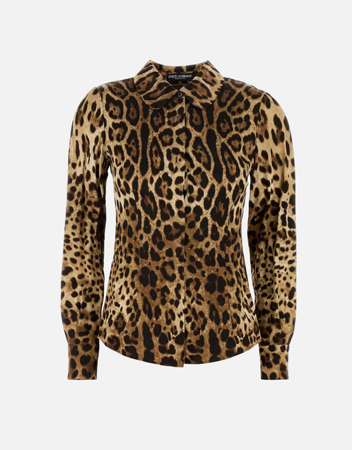 Dolce & Gabbana レオパードプリントサテン細身シャツ () IFCHIC.COM