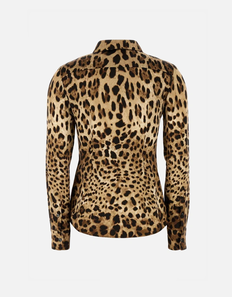 Dolce & Gabbana レオパードプリントサテン細身シャツ () IFCHIC.COM
