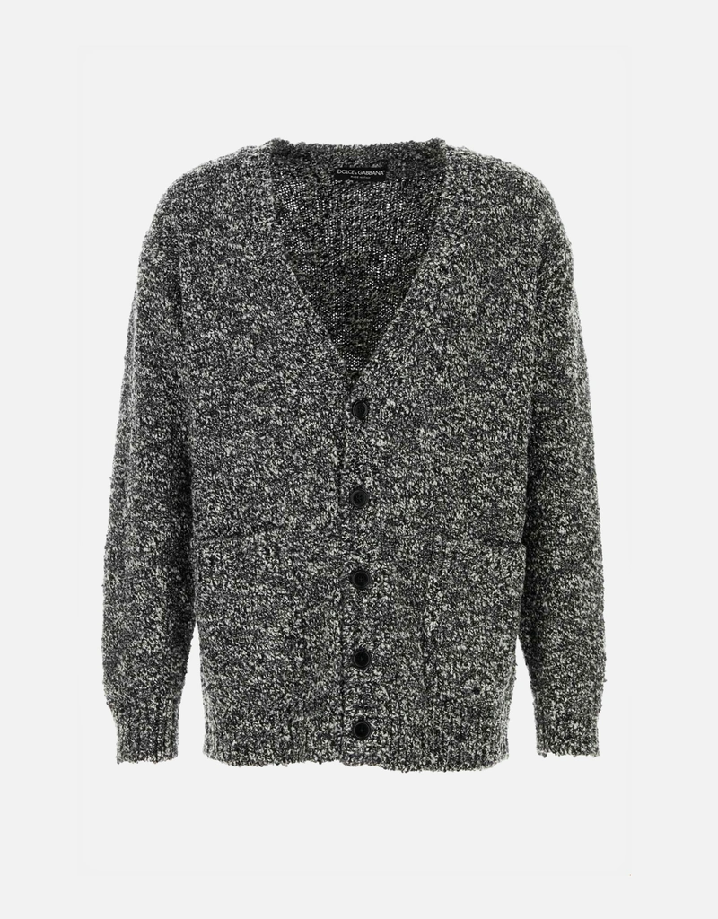 Dolce & Gabbana メンズバージンウール混ロゴパッチVネックボタン