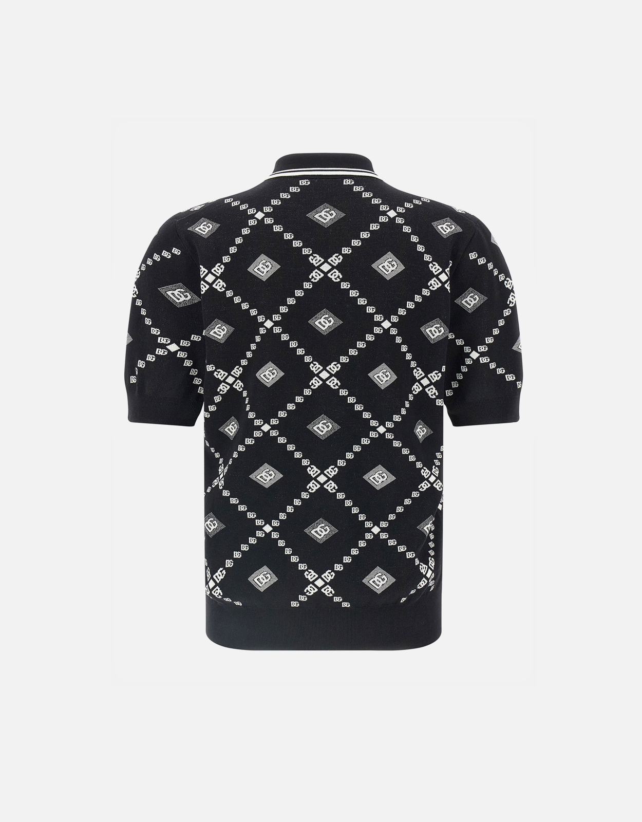 Dolce & Gabbana メンズジャカードヴィージンウールシルクポロシャツ