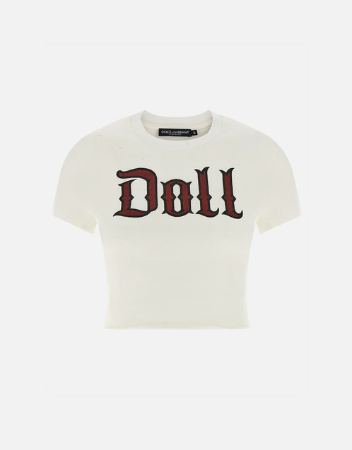 Dolce & Gabbana ジャージコットンプリントスリムフィットクロップT