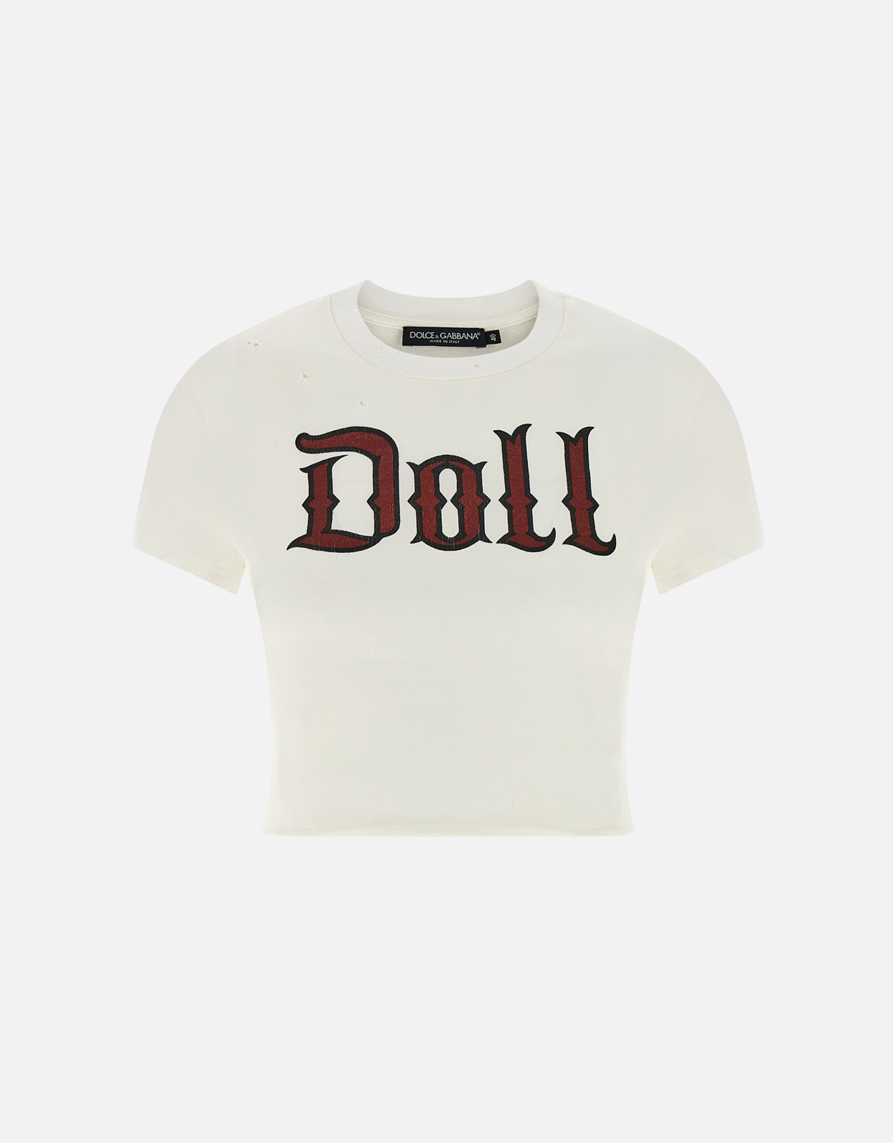 Dolce & Gabbana Jersey Cotton Print Slim Fit Crop T-Shirt (All New