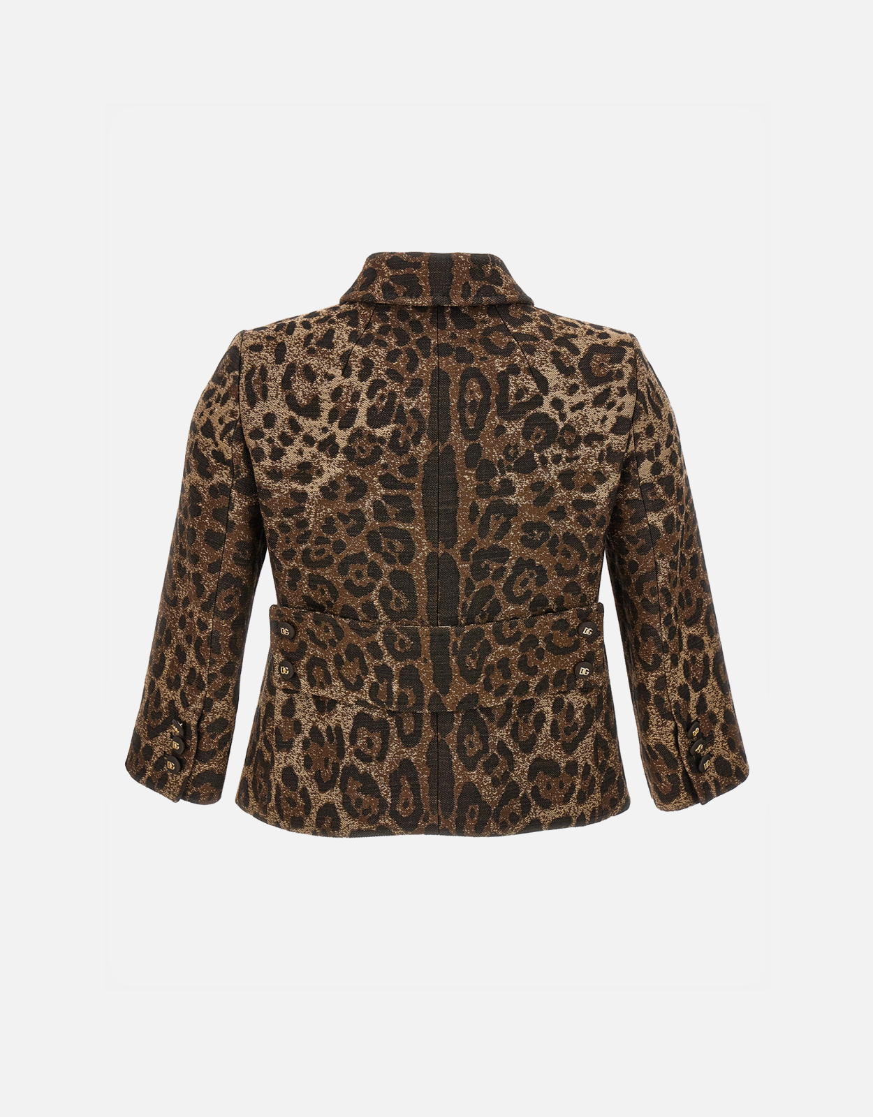 Dolce & Gabbana ウール絎縫ジャガードヒョウ柄クロップドジャケット