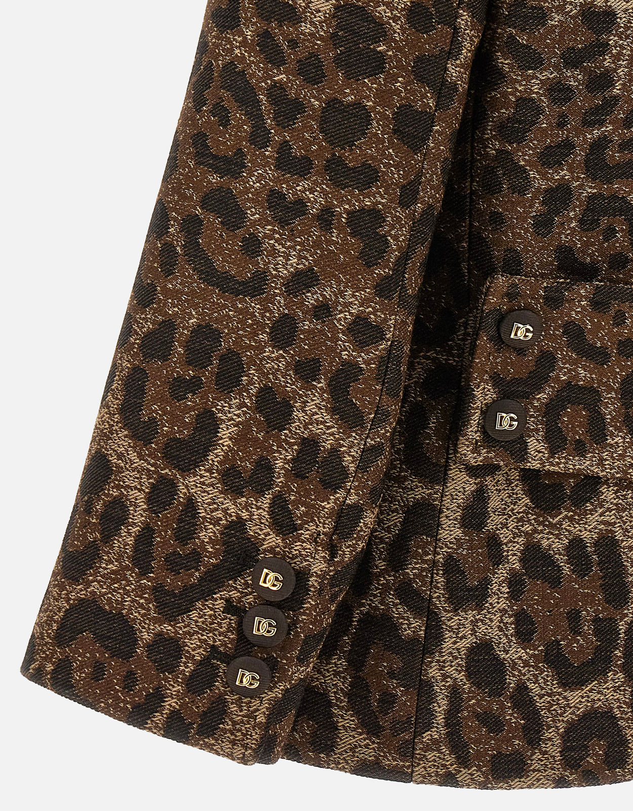 Dolce & Gabbana ウール絎縫ジャガードヒョウ柄クロップドジャケット