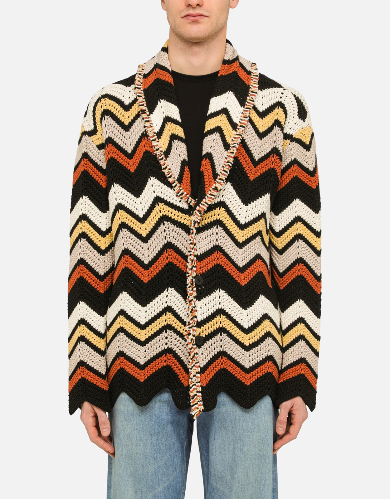 Alanui Men's Crochet Zig Zag Cotton Cardigans (Shirts) IFCHIC.COM