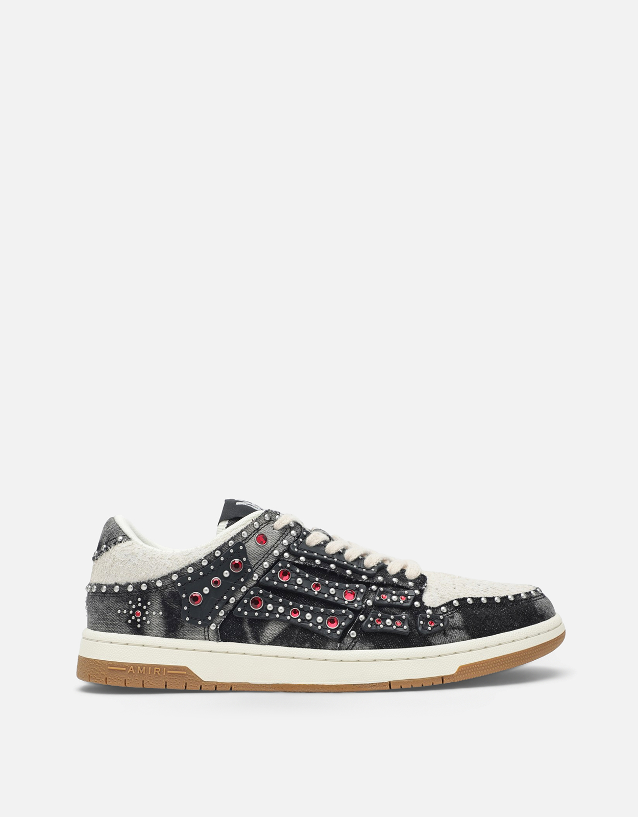 Amiri Amiri Men's Pre-Spring 2026 Cotton Panelled Washed Denim And Textured Suede Stud Skel Top Low Shoes - IT 40　Amiri メンズ プレ