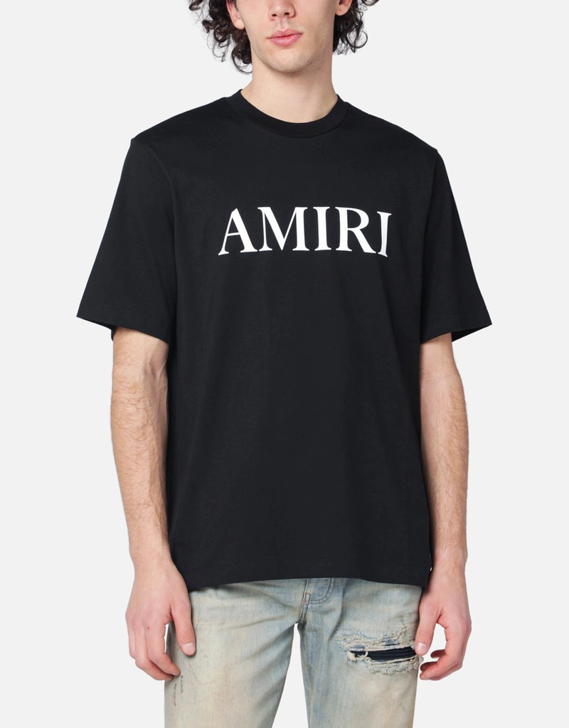 AMIRI ブラック Tシャツ L Amiri メンズブラックコットンロゴTシャツ (シャツ) IFCHIC.COM