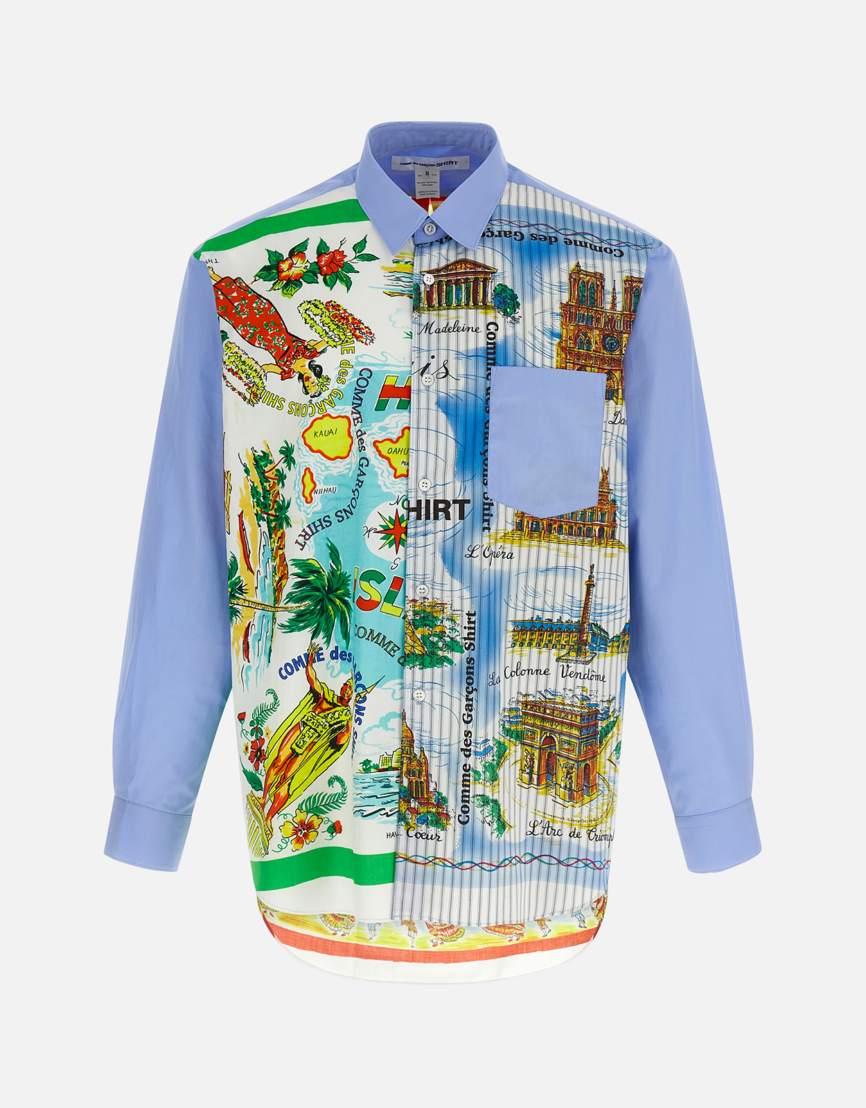 Comme des Garcons Shirt メンズプリントコットンアシンメトリーシャツ