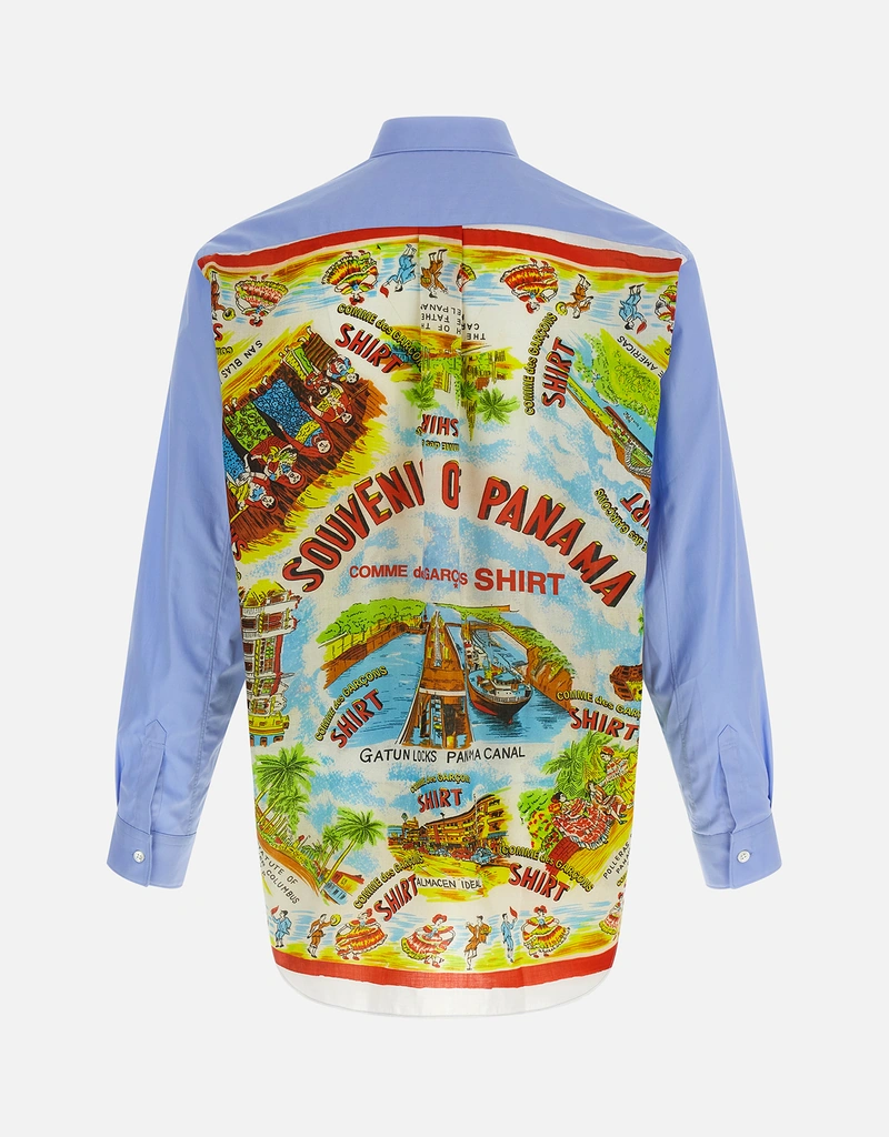 Comme des Garcons Shirt メンズプリントコットンアシンメトリーシャツ