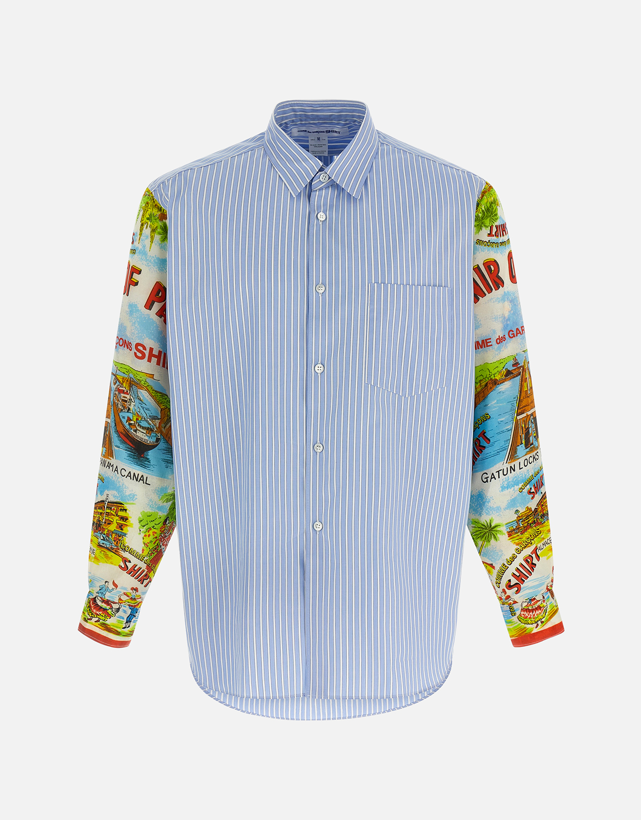 Comme des Garcons Shirt Men's Patterned Sleeve Cotton Shirt (All