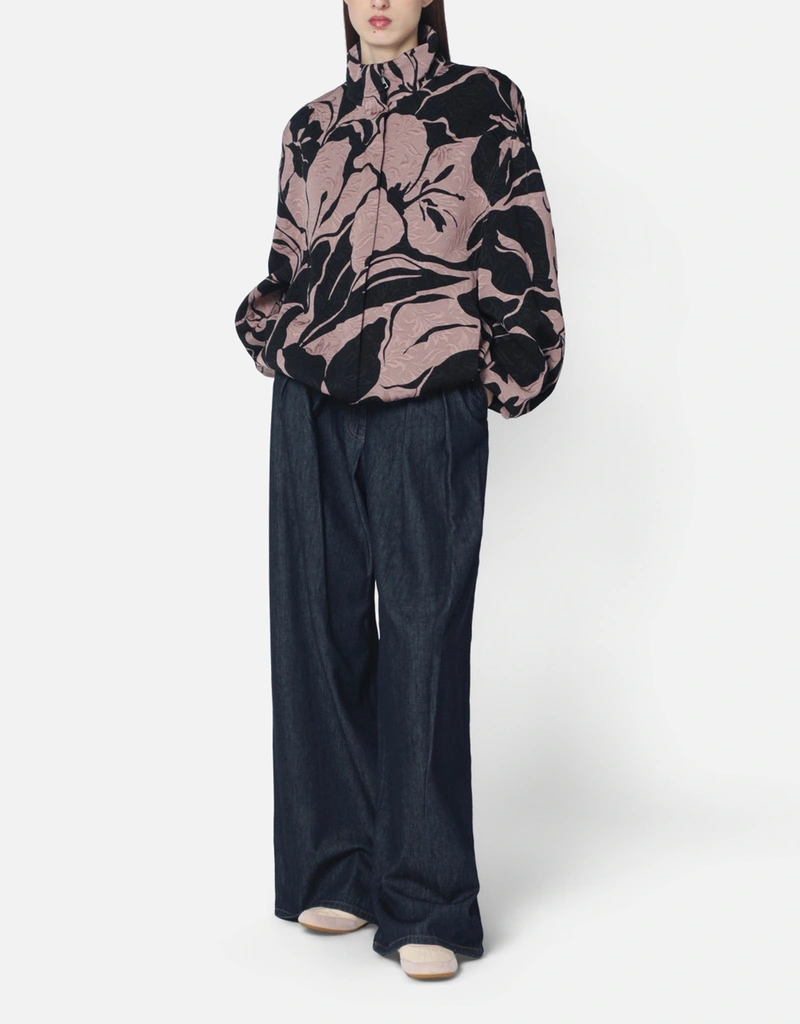 Dries Van Noten ブラック花柄ジャガードテクスチャージャケット