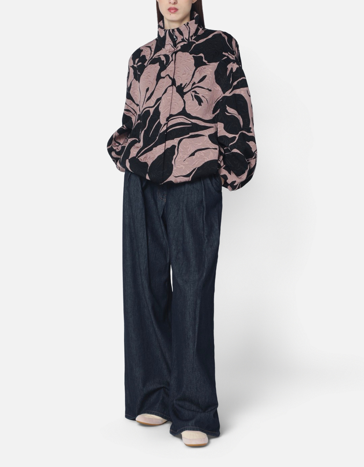 Dries Van Noten ブラック花柄ジャガードテクスチャージャケット