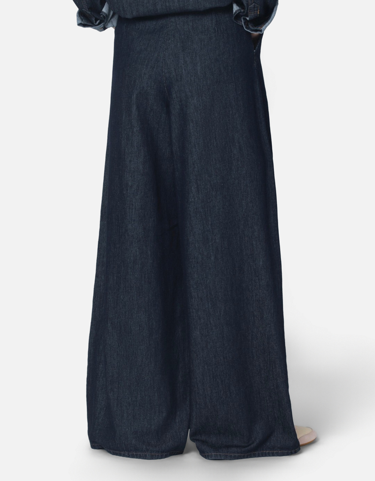 Dries Van Noten インディゴデニムワイドレッグプリーツパンツ (パンツ