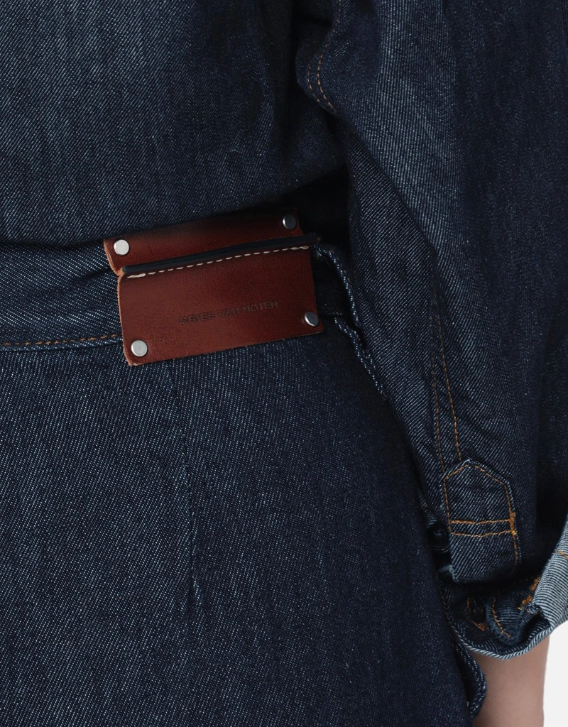 Dries Van Noten インディゴデニムワイドレッグプリーツパンツ (パンツ