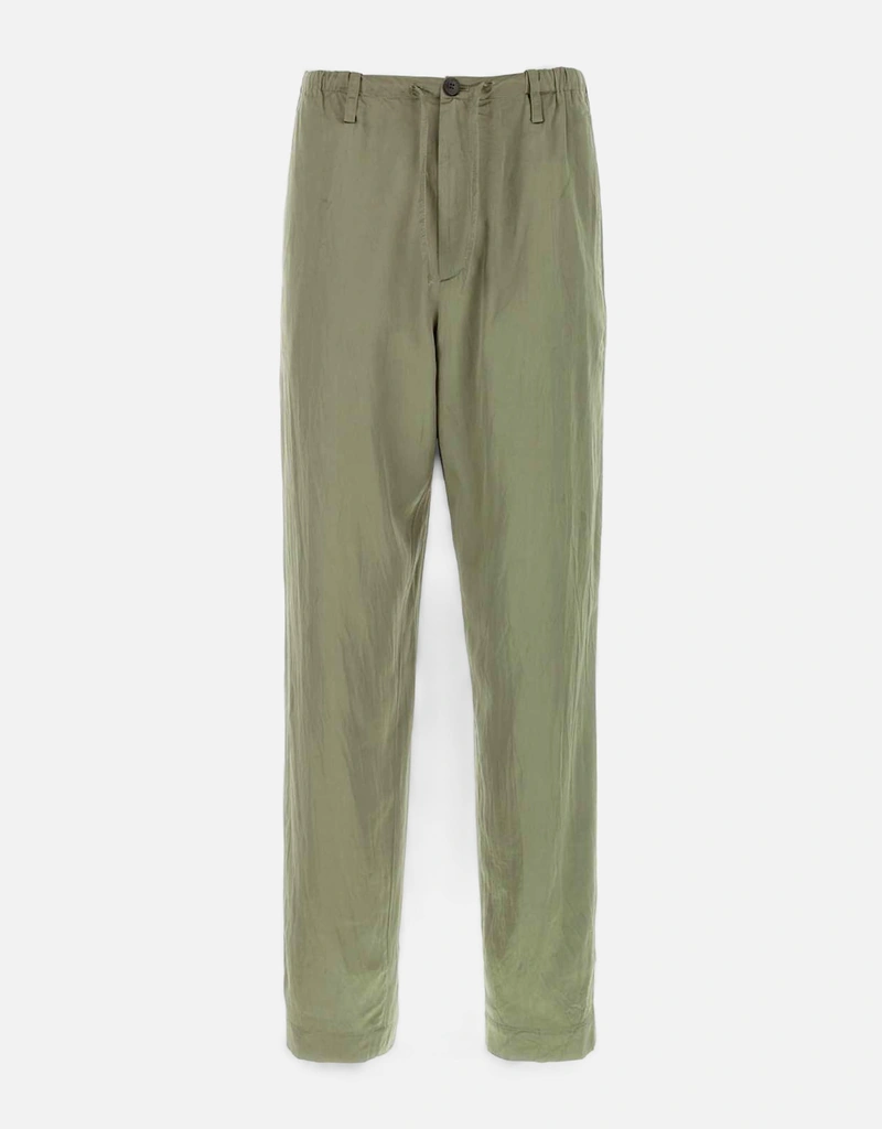 Dries Van Noten メンズ セージグリーンサテンパンツ (すべての新品