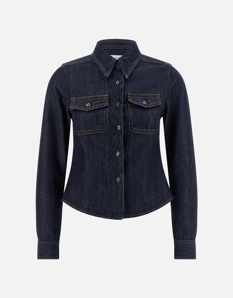 Dries Van Noten Cellie Den コットンデニムクロップドシャツ (すべて