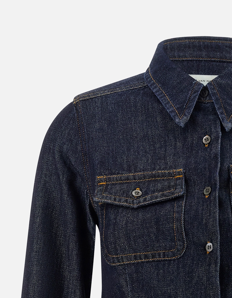 Dries Van Noten Cellie Den コットンデニムクロップドシャツ (すべて