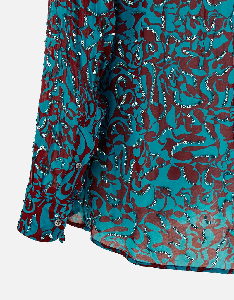 Dries Van Noten Clavelly ビスコース スクイグルプリント シャツ