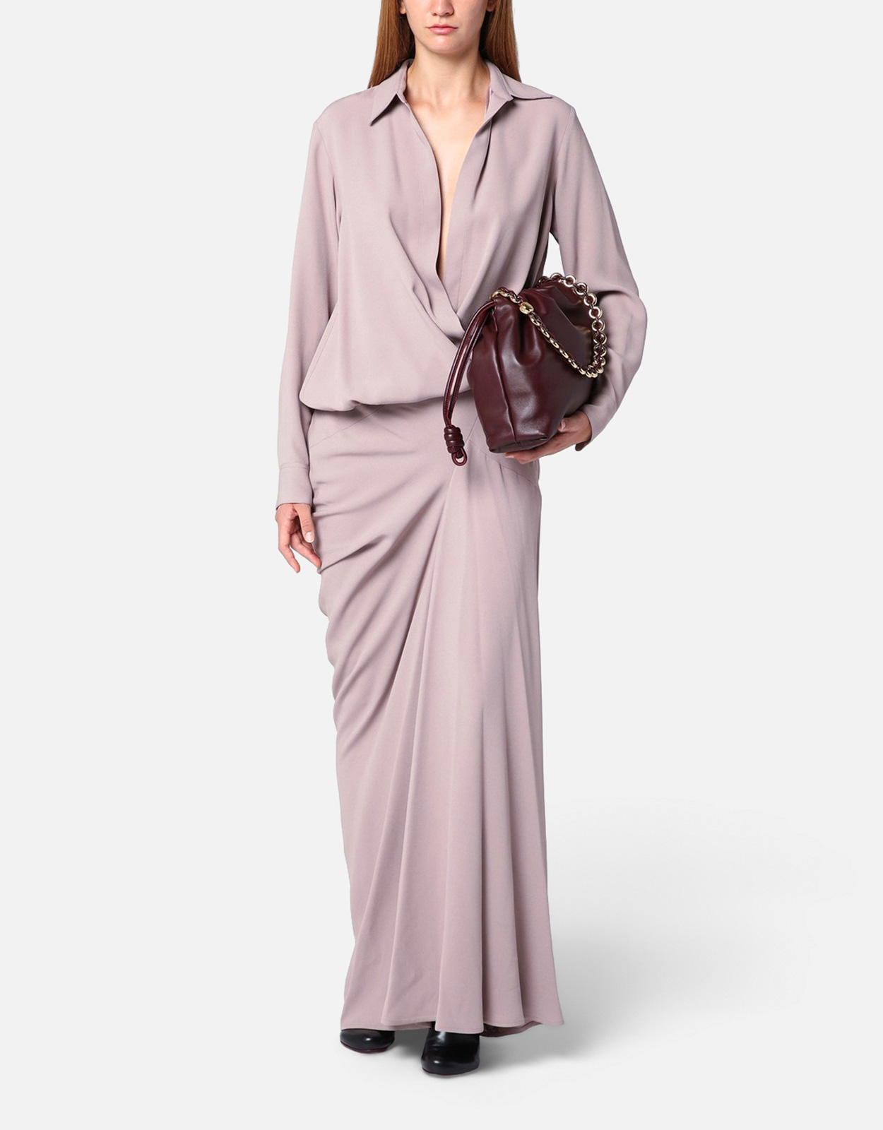 Dries Van Noten ピンクロングドレープスカート (ドレス) IFCHIC.COM