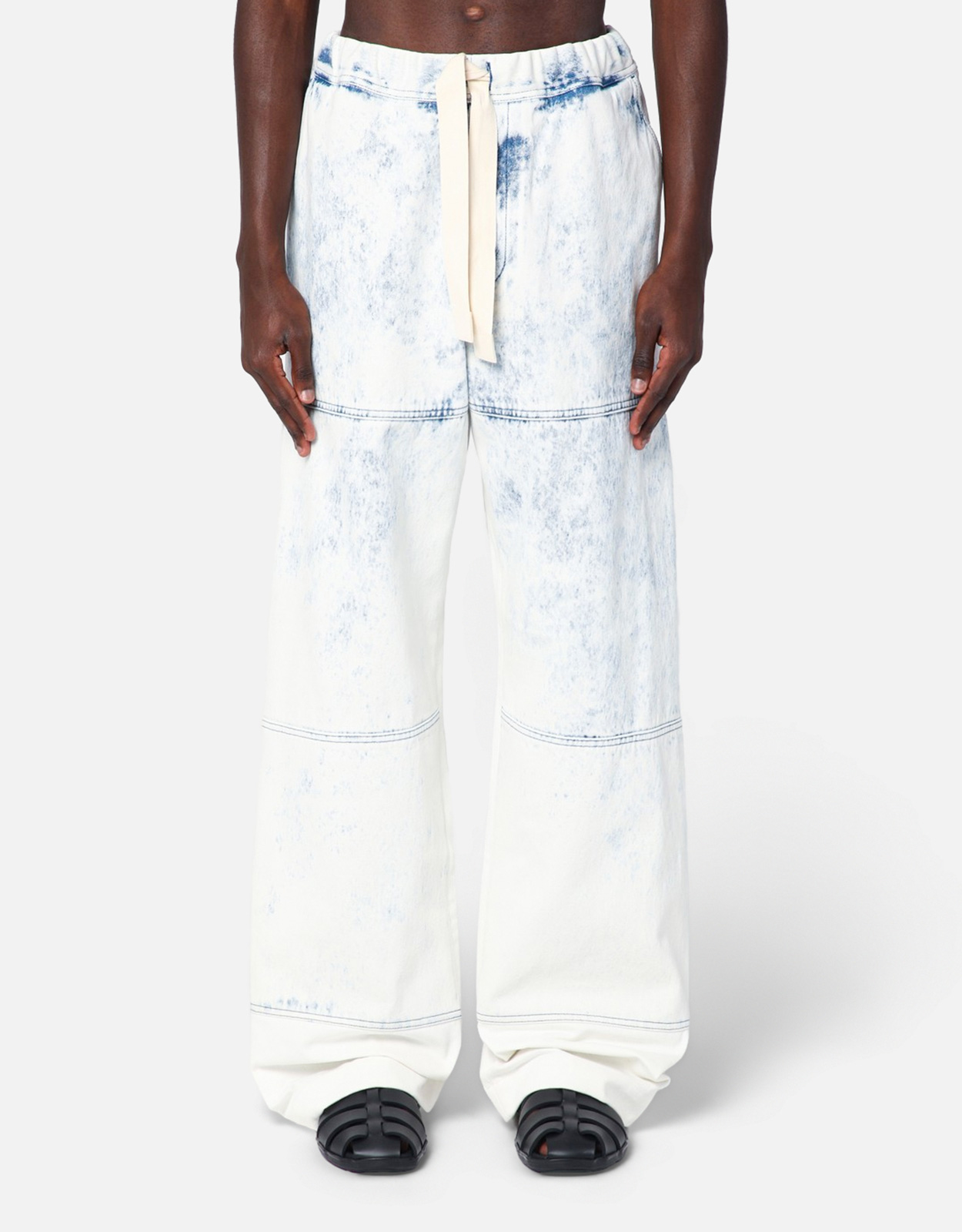 Dries Van Noten メンズライトブルーコットンドローストリングジーンズ