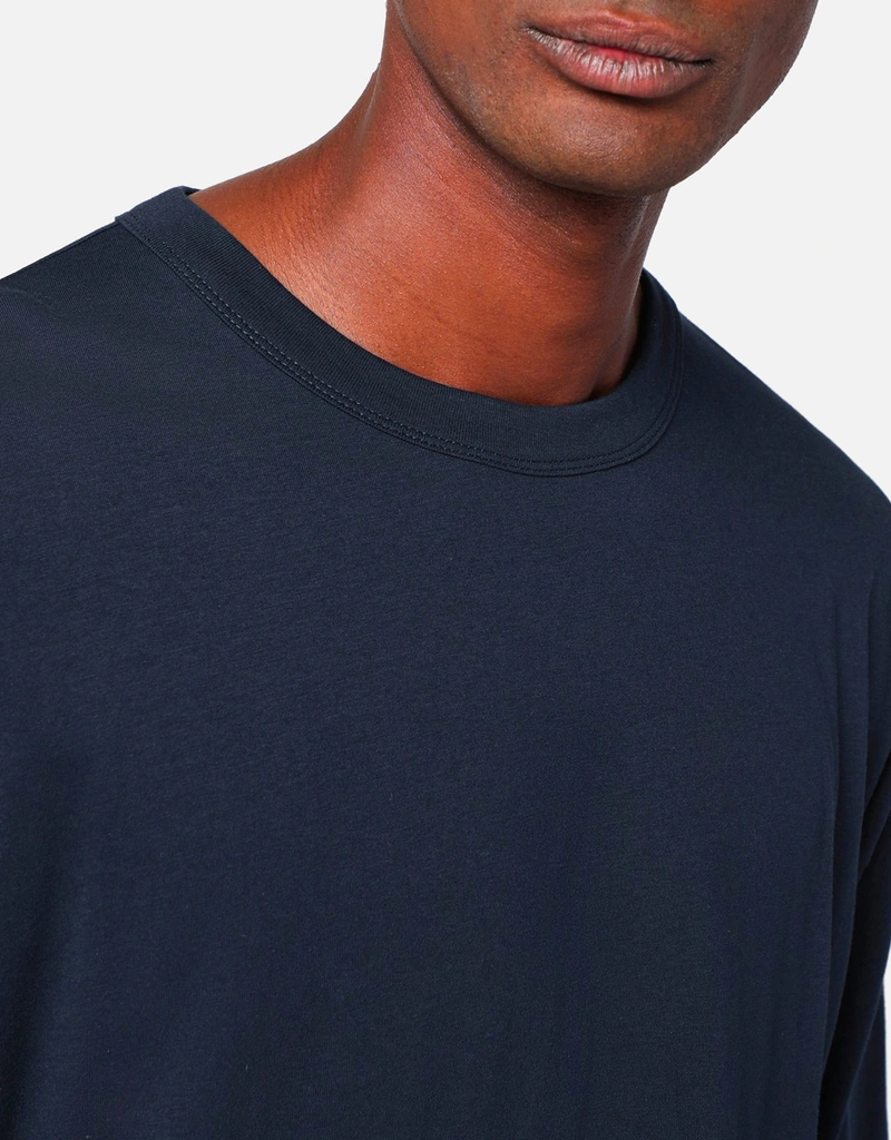 Dries Van Noten メンズオーバーサイズコットンネイビーブルーTシャツ