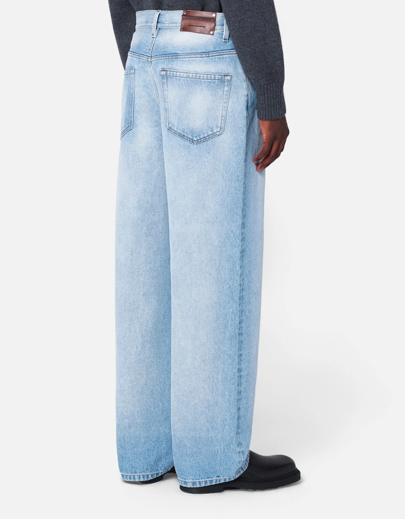 Dries Van Noten メンズライトブルーフェードデニムジーンズ (すべての