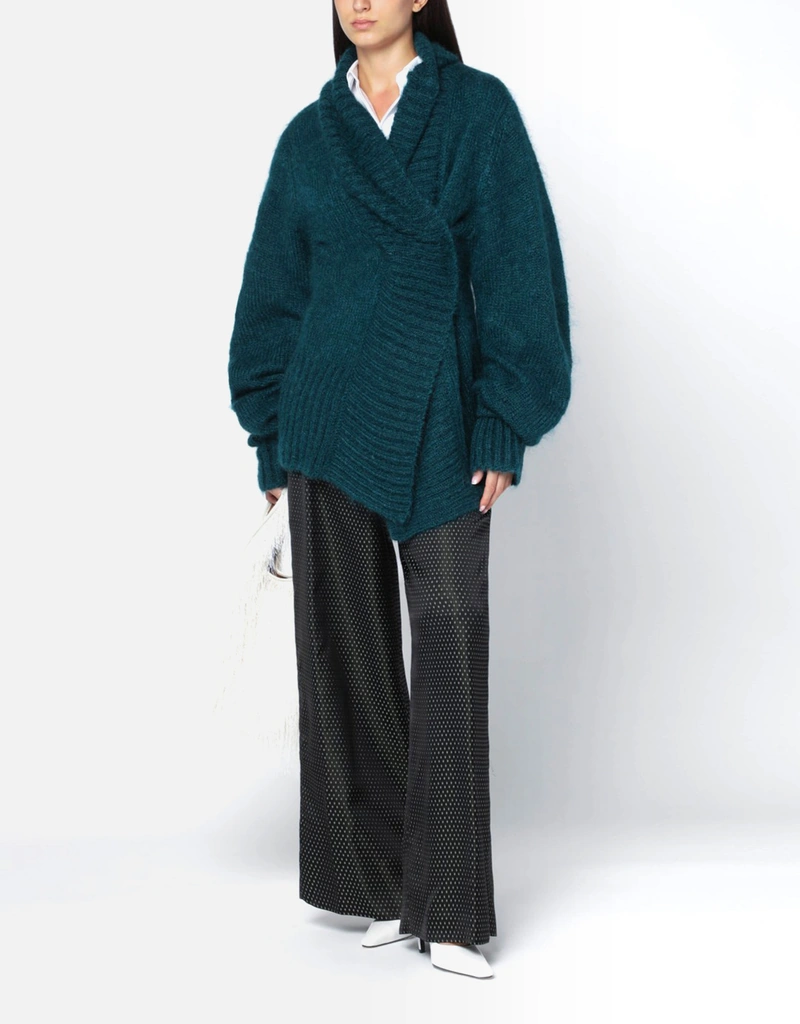 Dries Van Noten オーバーサイズ ペトロールグリーン モヘア混紡