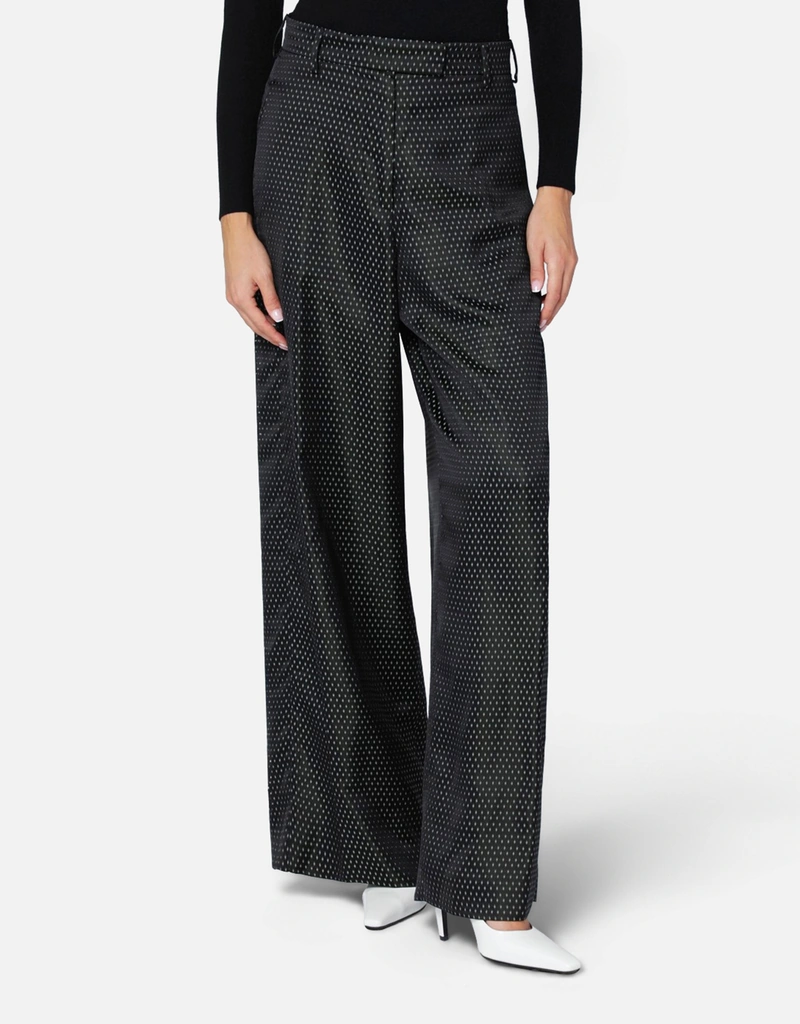 dries van noten スラックスパンツ 黒 48 ビスコース100% Dries Van Noten ブラックジャカードビスコースパンツ (パンツ) IFCHIC.COM
