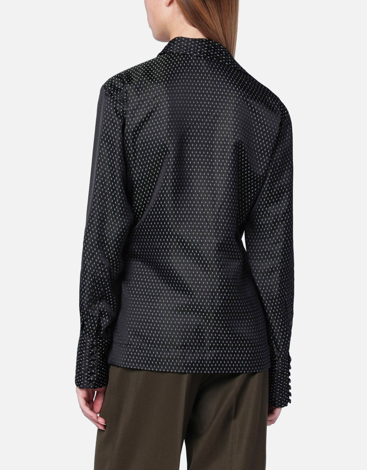 Dries Van Noten ブラックジャカード織りラップシャツ (トップス