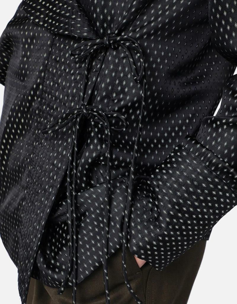 Dries Van Noten ブラックジャカード織りラップシャツ (トップス