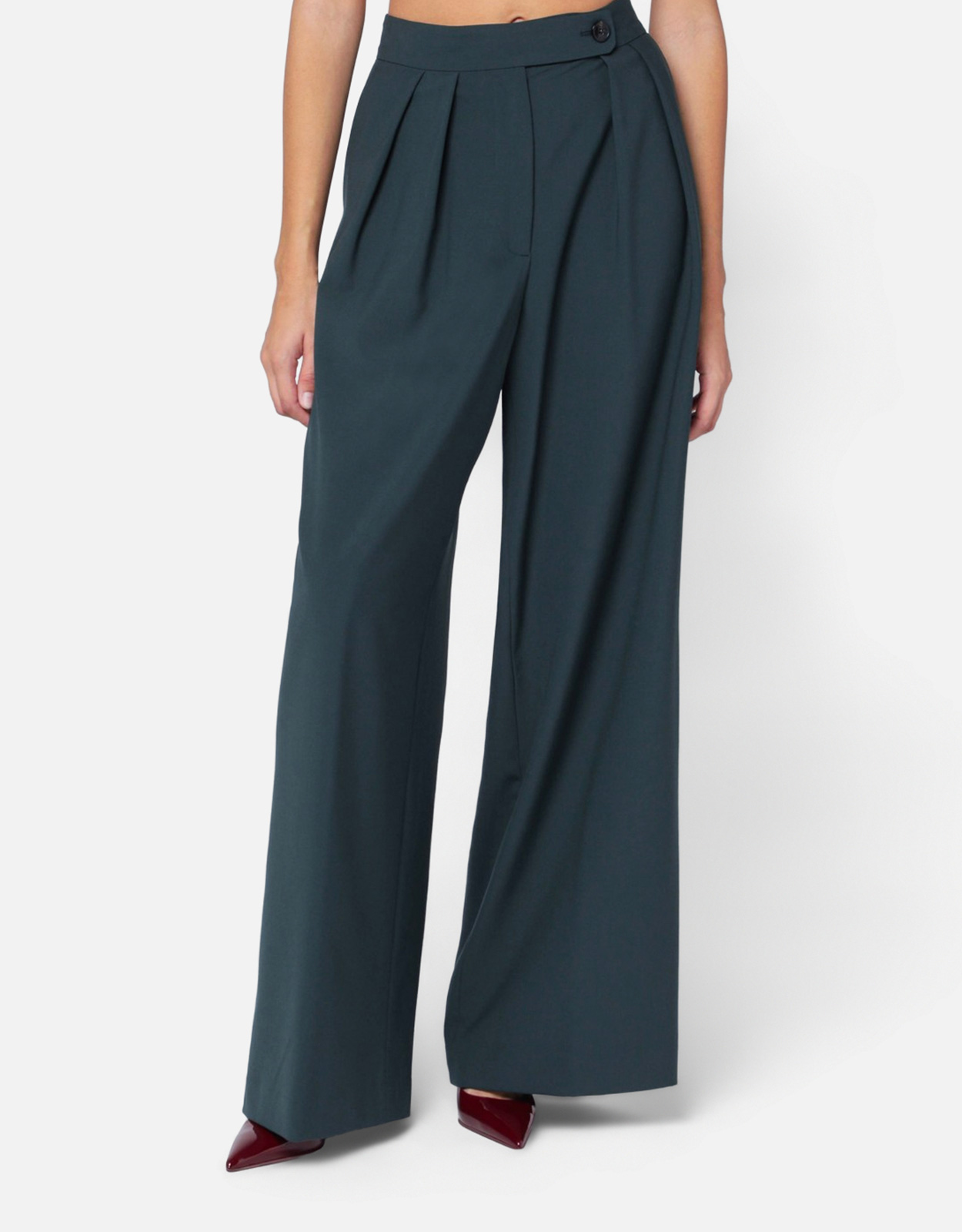Dries Van Noten Dries Van Noten Straight Pants With Dark Green Pleats - FR 40　Dries Van Noten ダークグリーンのプリーツ付きストレート パンツ - FR 40