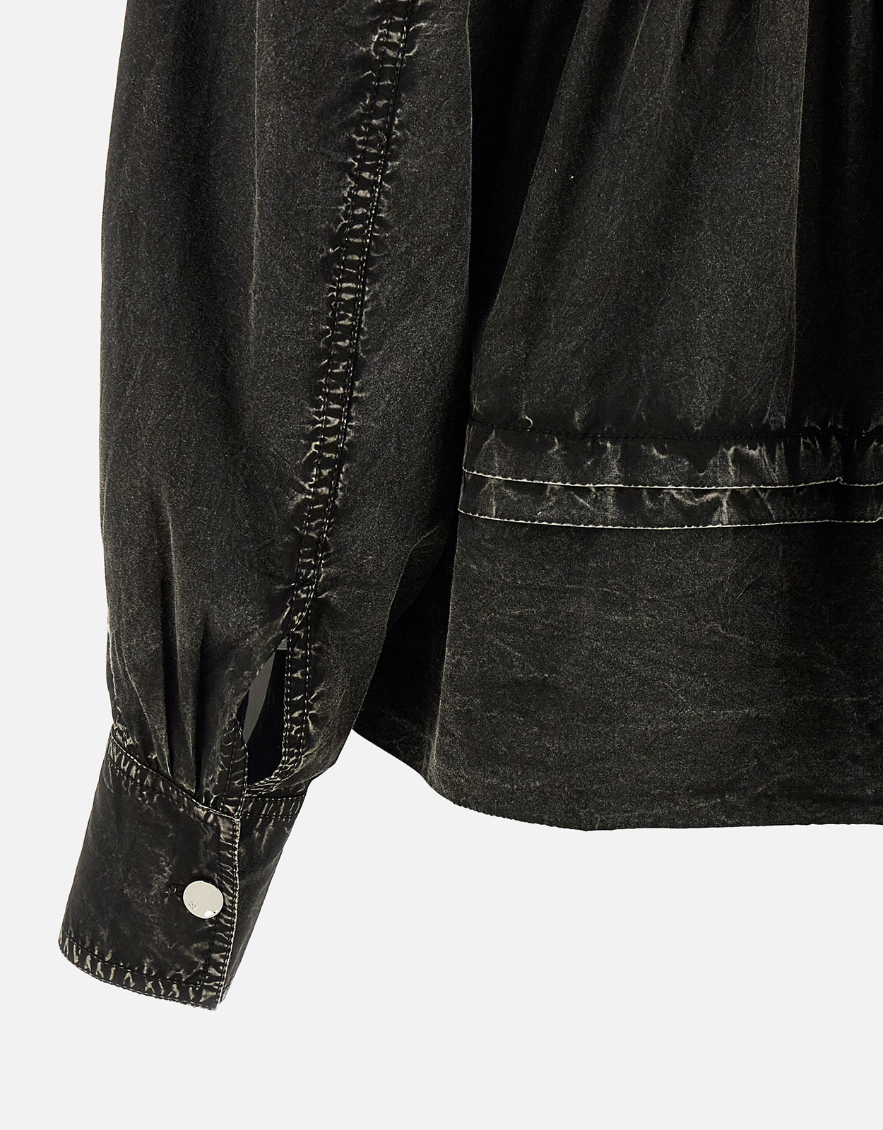 Ganni ブラックウォッシュフリルブラウス (すべての新品) IFCHIC.COM